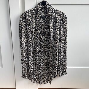J. Crew Animal Print Top in Black and Tan
